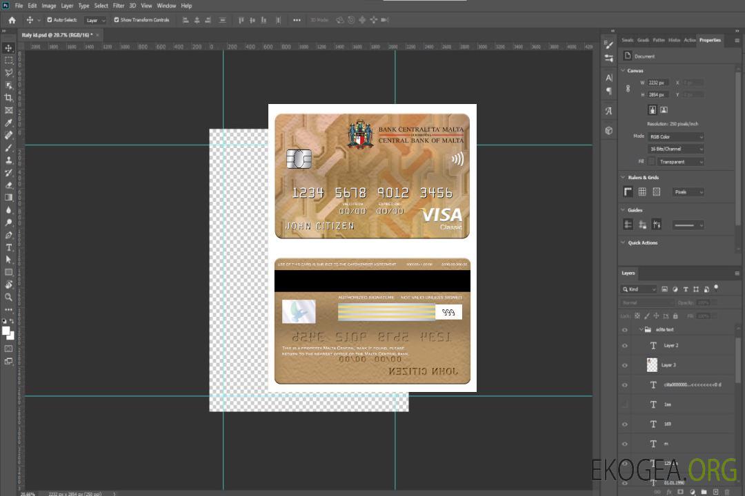Carte visa classique de la Banque centrale de Malte template Carte visa classique de la Banque centrale de Malte template